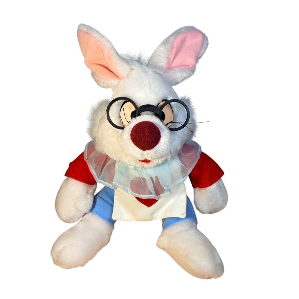 Disney VTG White Rabbit Alice in Wonderland Glasses Plush Disneyland Exclusive